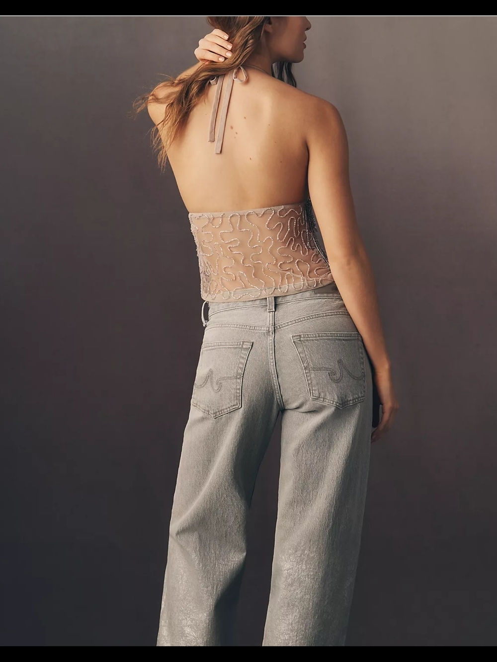 AG Adriano Goldschmied Silver-Tone Wide Leg Jeans - Picture 3 of 8